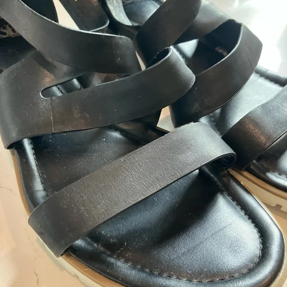 Sofft Starla Black Leather Strappy Ankle Strap Sandal Gladiator Size 11 - Picture 4 of 12